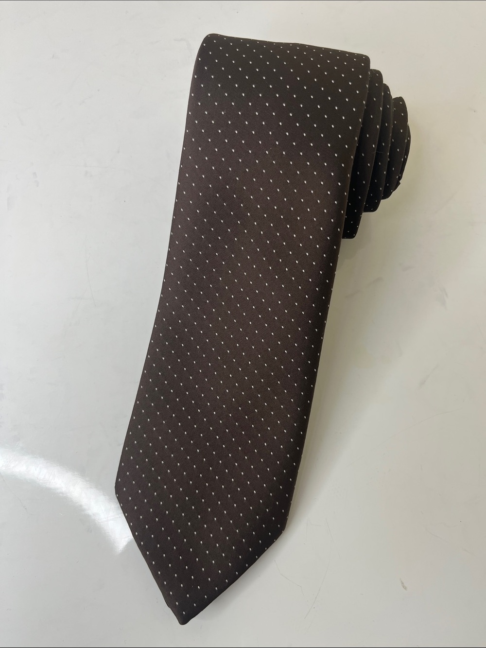 Vintage BRITT Brown with White Polka Dot Men's Tie